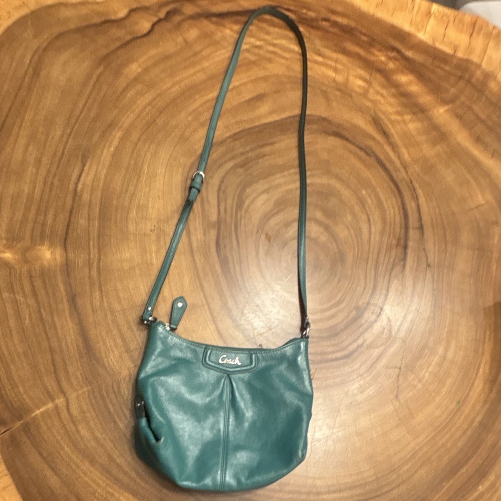 Vintage Coach Green Small Crescent Crossbody Bag Zip